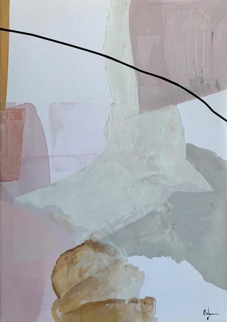 Design in Pastell und neutraler Palette, das abstrakte Wirbel andeutet