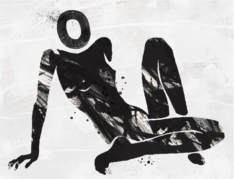 Abstrakte Figur mit dunkler Textur