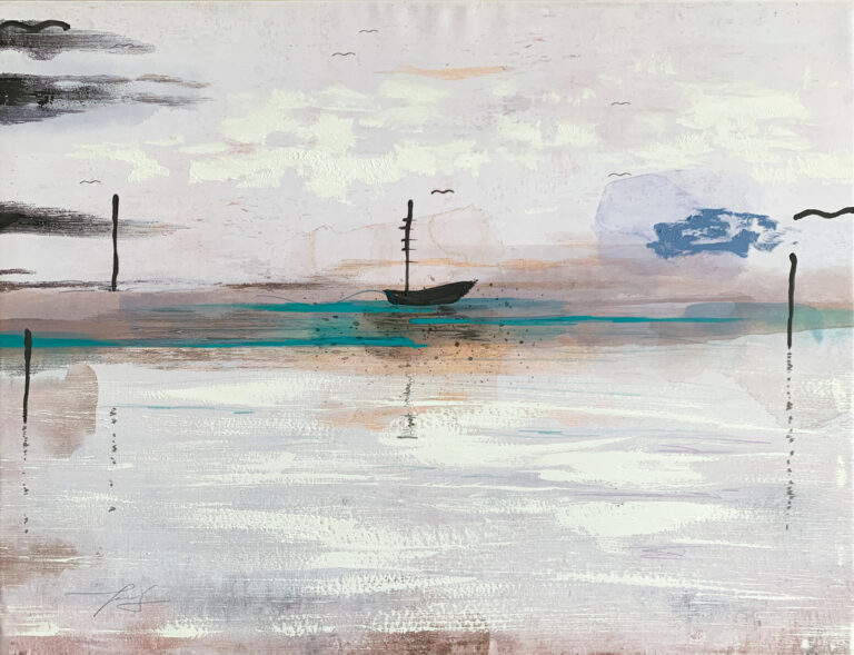 Abstrakte Wasserlandschaft mit einem Boot