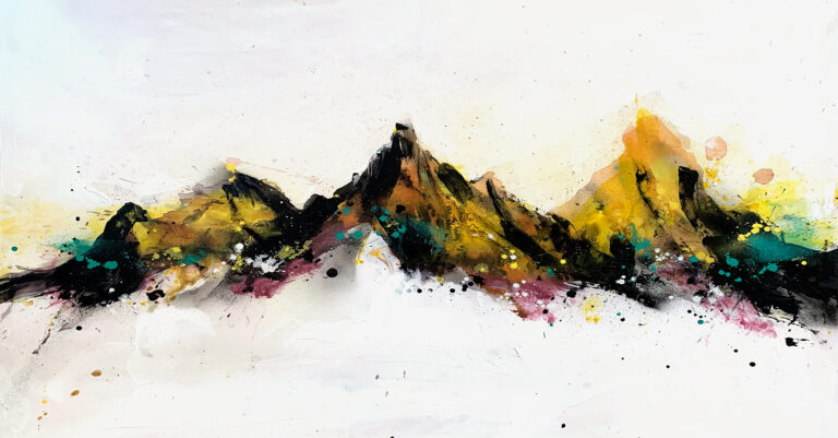 Abstrakte Berglandschaft mit farbenfroher Note