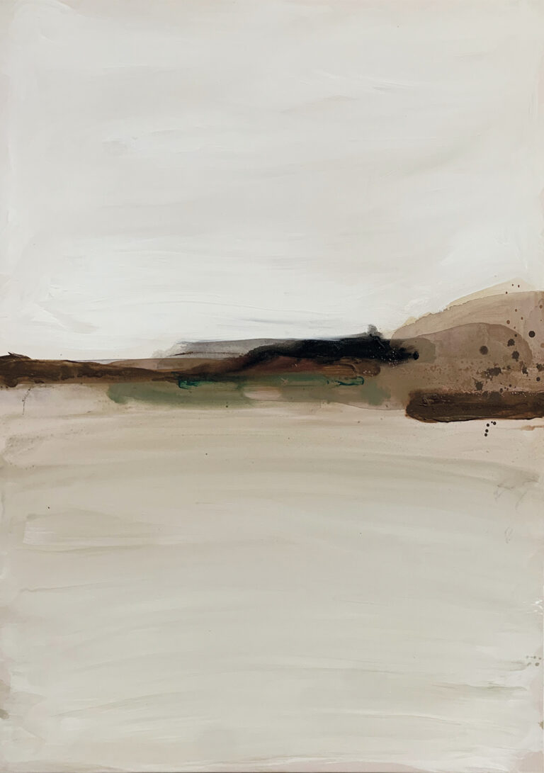 Minimalistische Leinwand, die abstrakte Figuren und sanfte Farbtöne verbindet