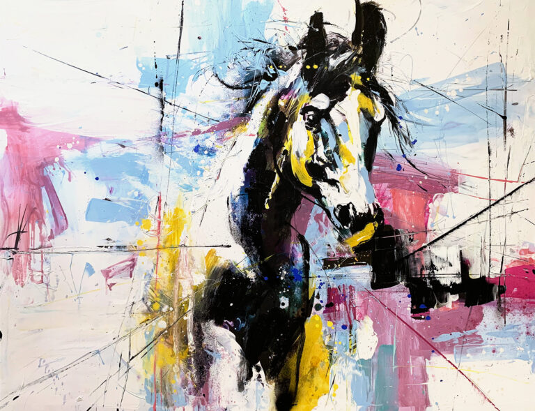 Lebendiges Pferdemotiv in abstrakter Formensprache