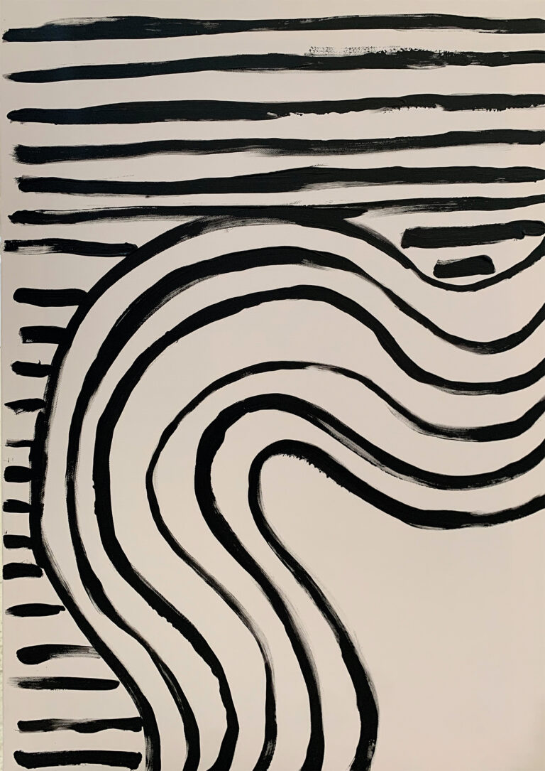 Abstrakte Linienillustration in Creme und Schwarz