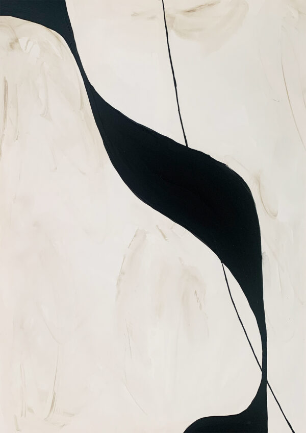 Minimalistisches Werk in Creme und Schwarz