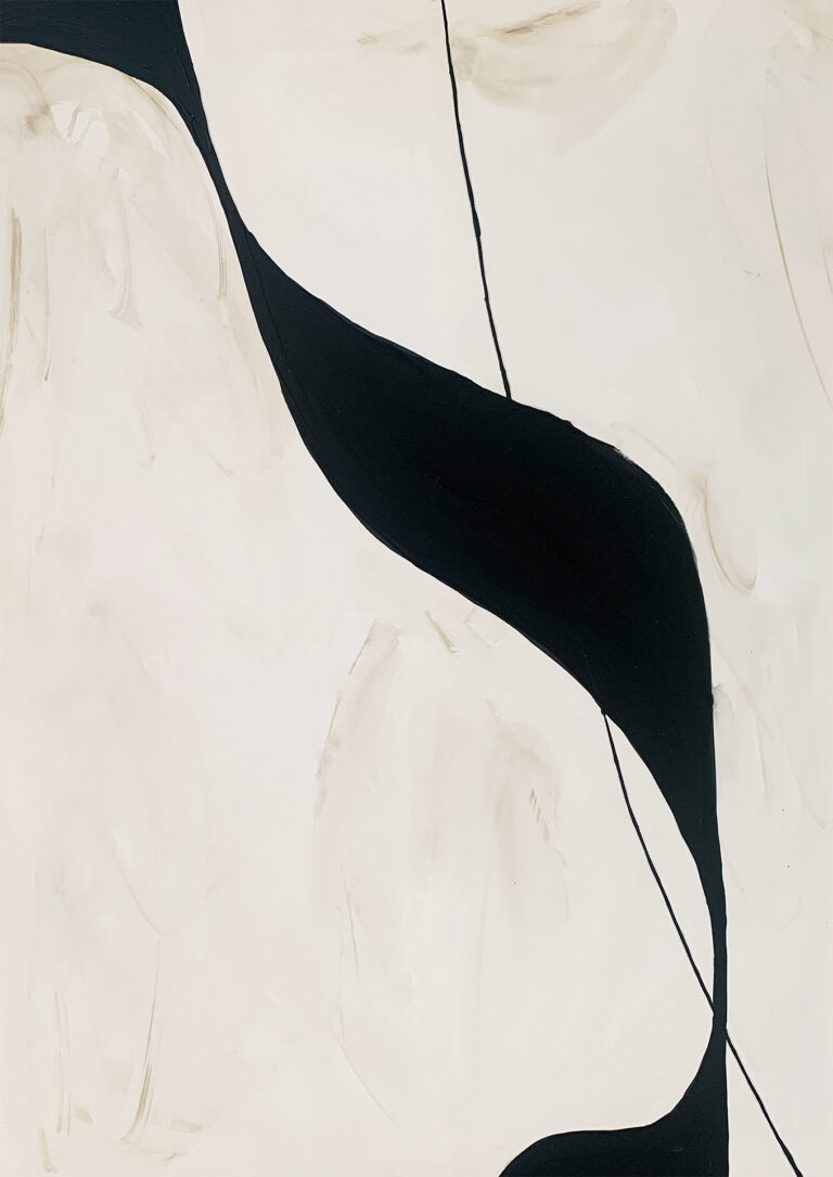 Minimalistisches Werk in Creme und Schwarz