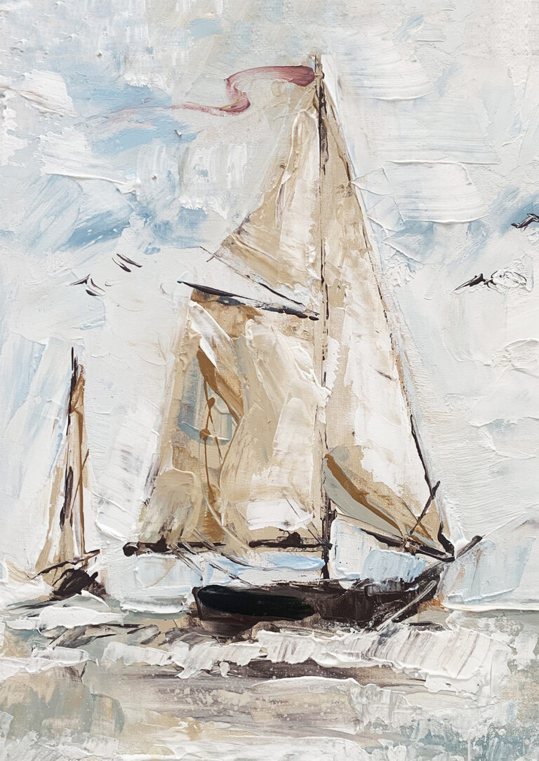 Impressionistische Szene mit Segelbooten