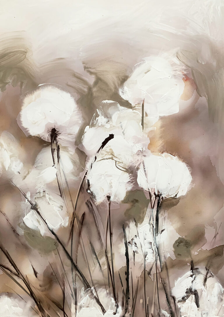 Abstrakte florale Kunst in neutraler Palette